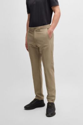 Slim-fit chinos in easy-iron four-way stretch fabric, Beige