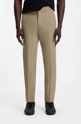 Slim-fit chinos in easy-iron four-way stretch fabric, Beige