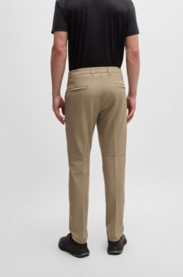 Slim-fit chinos in easy-iron four-way stretch fabric, Beige