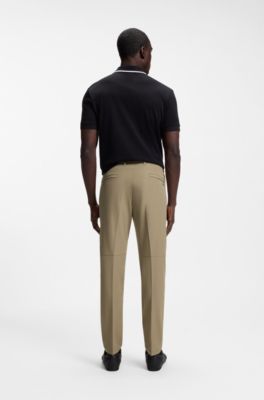Slim-fit chinos in easy-iron four-way stretch fabric, Beige