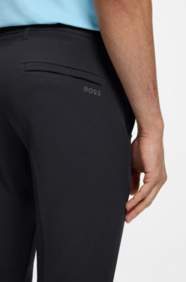 Slim-fit chinos in easy-iron four-way stretch fabric, Dark Blue