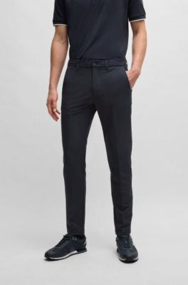 Slim-fit chinos in easy-iron four-way stretch fabric, Dark Blue