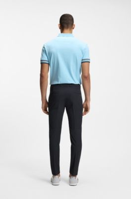 Slim-fit chinos in easy-iron four-way stretch fabric, Dark Blue