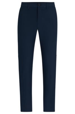 Slim-fit chinos in easy-iron four-way stretch fabric, Dark Blue