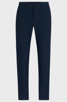 Slim-fit chinos in easy-iron four-way stretch fabric, Dark Blue