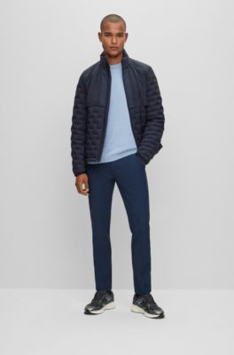 Slim-fit chinos in easy-iron four-way stretch fabric, Dark Blue