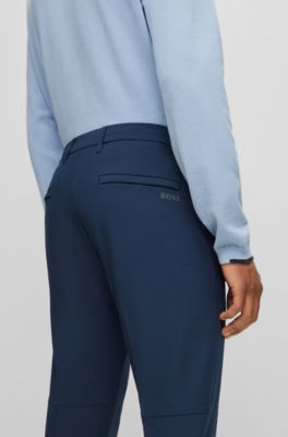 Slim-fit chinos in easy-iron four-way stretch fabric, Dark Blue