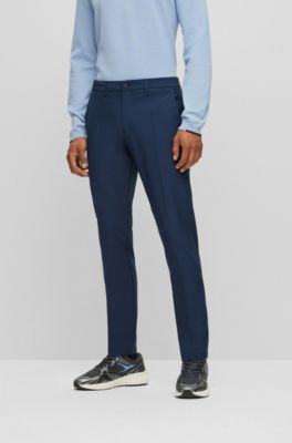 Slim-fit chinos in easy-iron four-way stretch fabric, Dark Blue