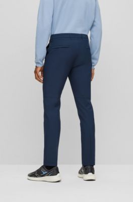 Slim-fit chinos in easy-iron four-way stretch fabric, Dark Blue