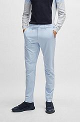 Slim-fit chinos in easy-iron four-way stretch fabric, Light Blue