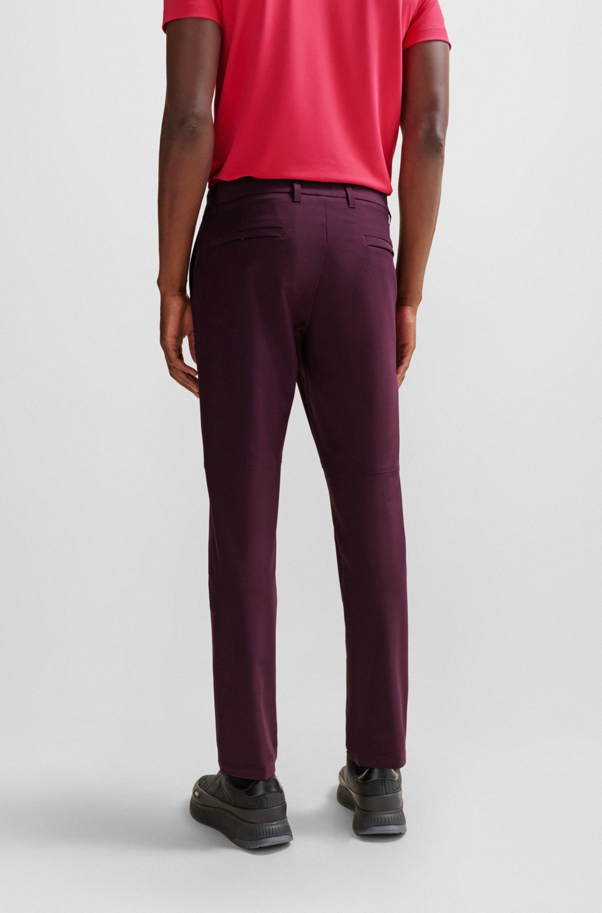 Slim-fit chinos in easy-iron four-way stretch fabric, Dark Purple