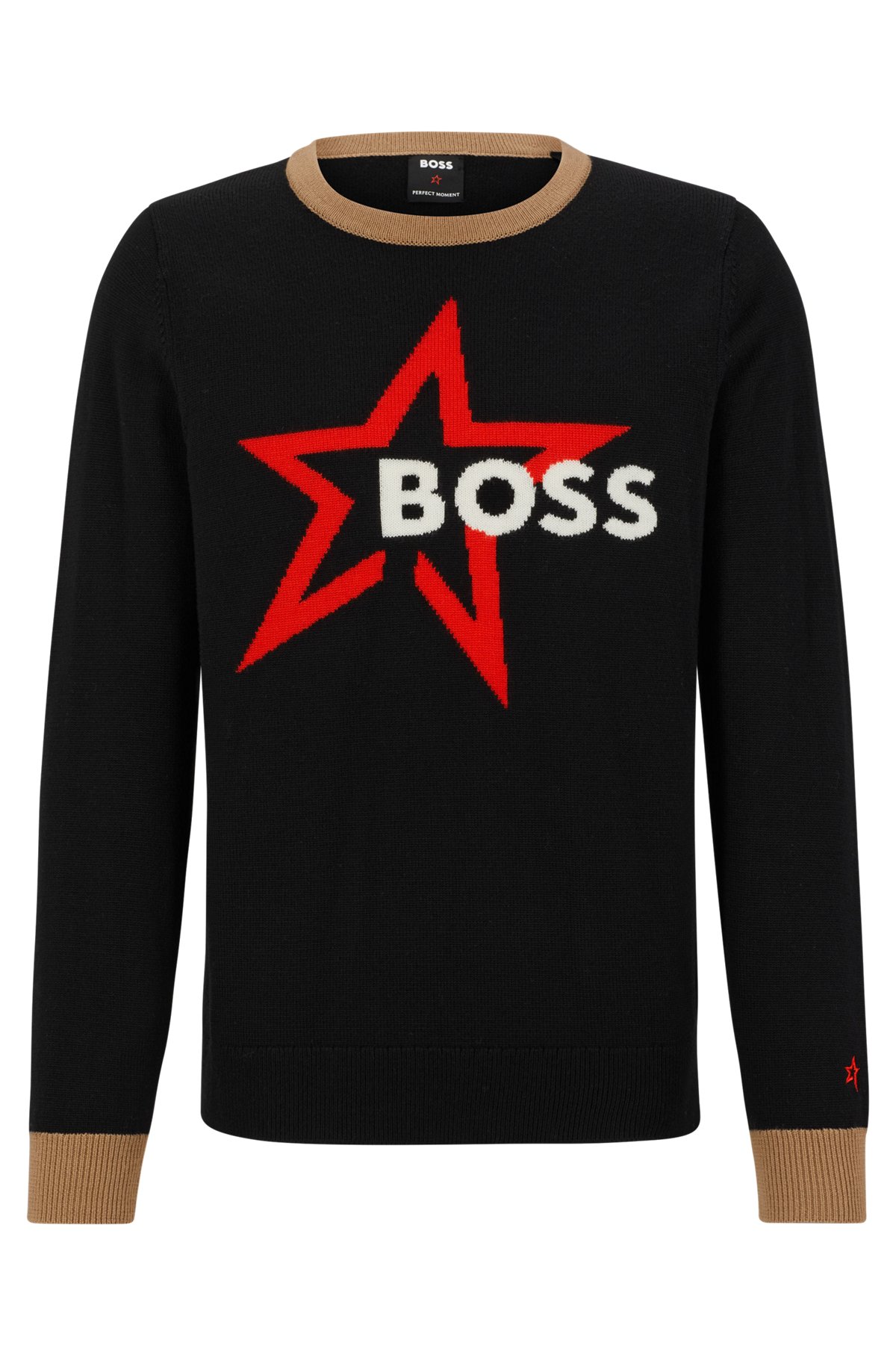 BOSS x Perfect Moment logo sweater in merino wool, Black