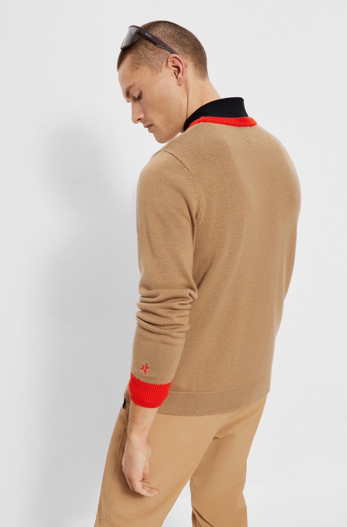 BOSS x Perfect Moment logo sweater in merino wool, Beige