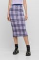 Midi-length tube skirt with logo check, Patterned