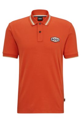 aus Logo-Aufnäher BOSS mit Baumwolle merzerisierter - Poloshirt
