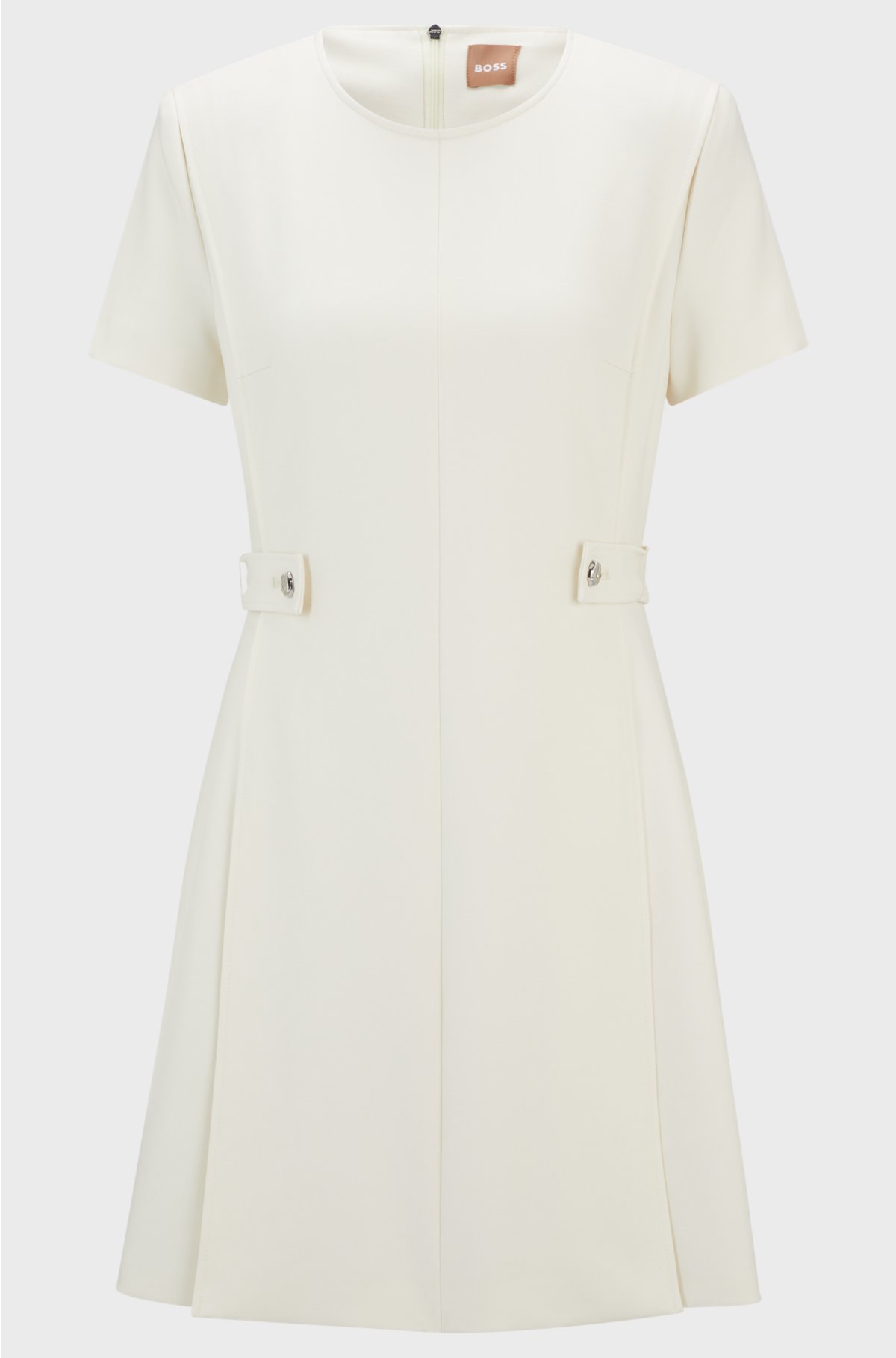 Regular-fit dress in stretch fabric with hardware buttons, White