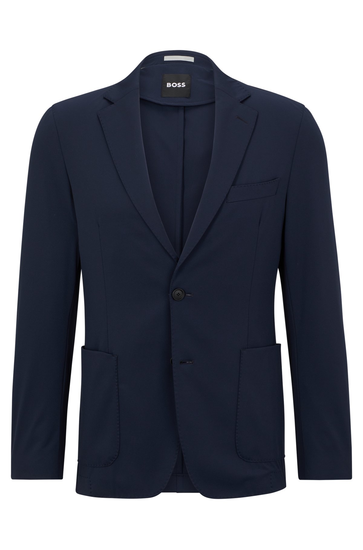Slim-fit jacket in performance-stretch cloth, Dark Blue