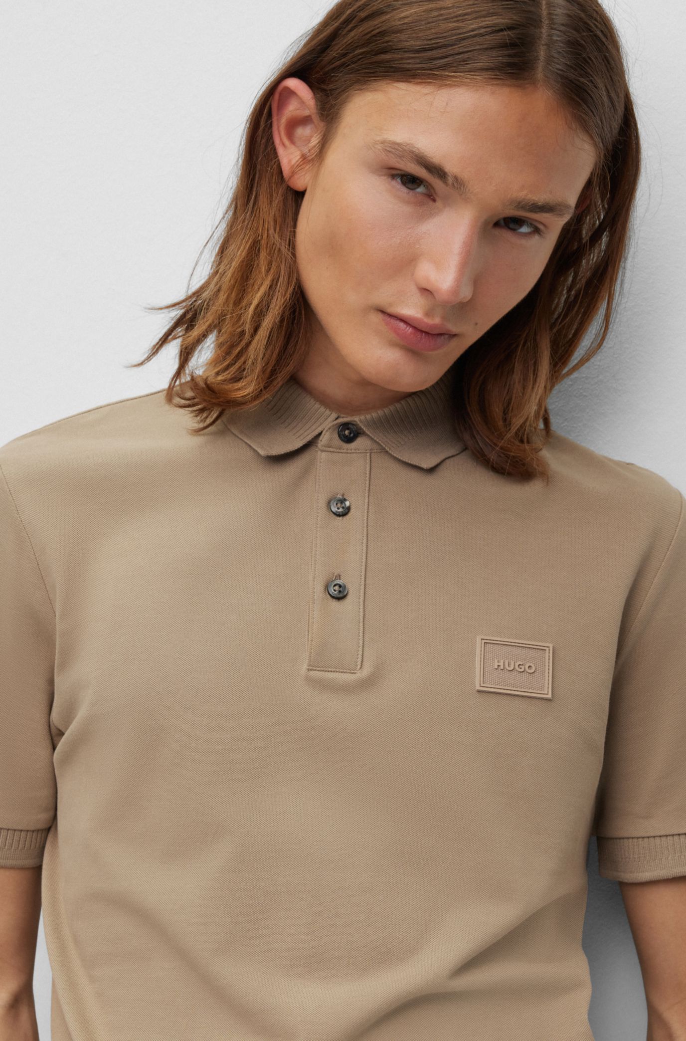 Beige hugo boss polo sale