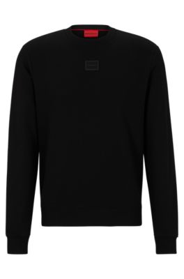 HUGO - Cotton-terry sweatshirt with tonal logo badge
