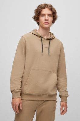 HUGO - Cotton-terry hoodie with tonal logo badge