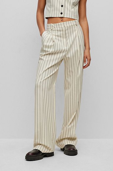 Relaxed-fit trousers in pinstripe stretch fabric, Patterned