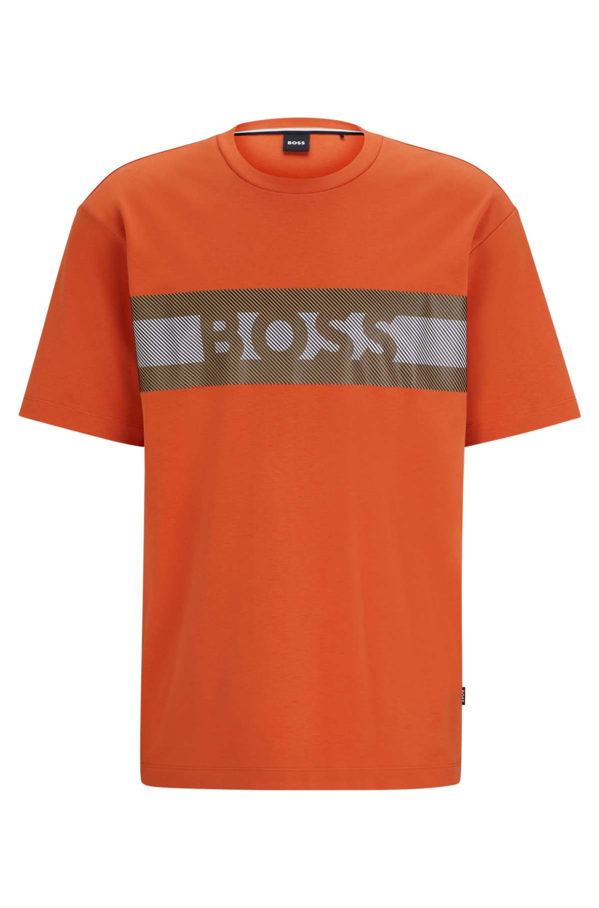 omfavne meditativ Moralsk uddannelse BOSS - T-shirt i interlock-bomuld med puftryk-striber og logo