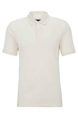 Hugo Boss Regular-fit Polo Shirt In Structured Cotton In White