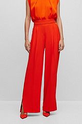 Relaxed-fit high-waisted trousers with wide leg, Red