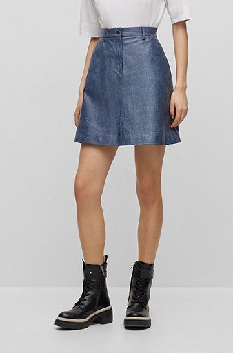 Monogram Jacquard Denim A-Line Skirt in Blue - New - For Women