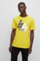 T-Shirt aus Baumwoll-Jersey mit Print im Rennsport-Stil, Gelb