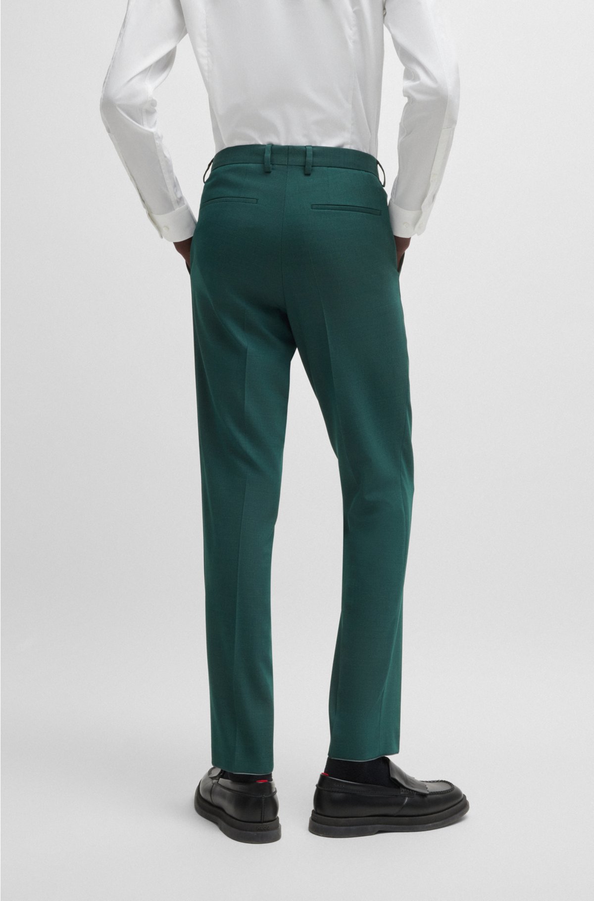 Slim-fit suit in stretch twill, Dark Green