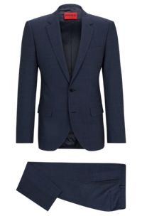 Slim-fit suit in stretch twill, Dark Blue