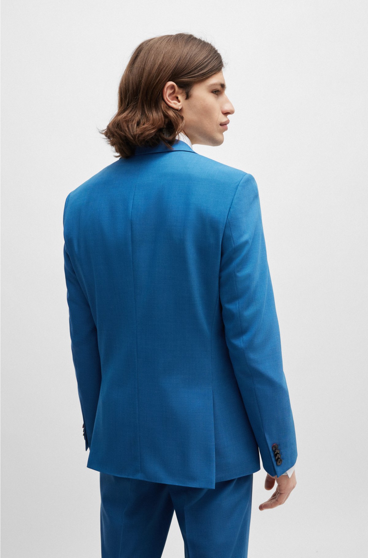 Slim-fit suit in stretch twill, Blue