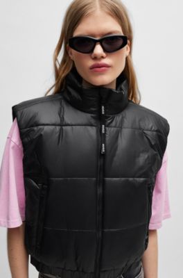HUGO Waterrepellent cropped gilet in recycled material