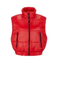 Water-repellent cropped gilet in recycled material, Red