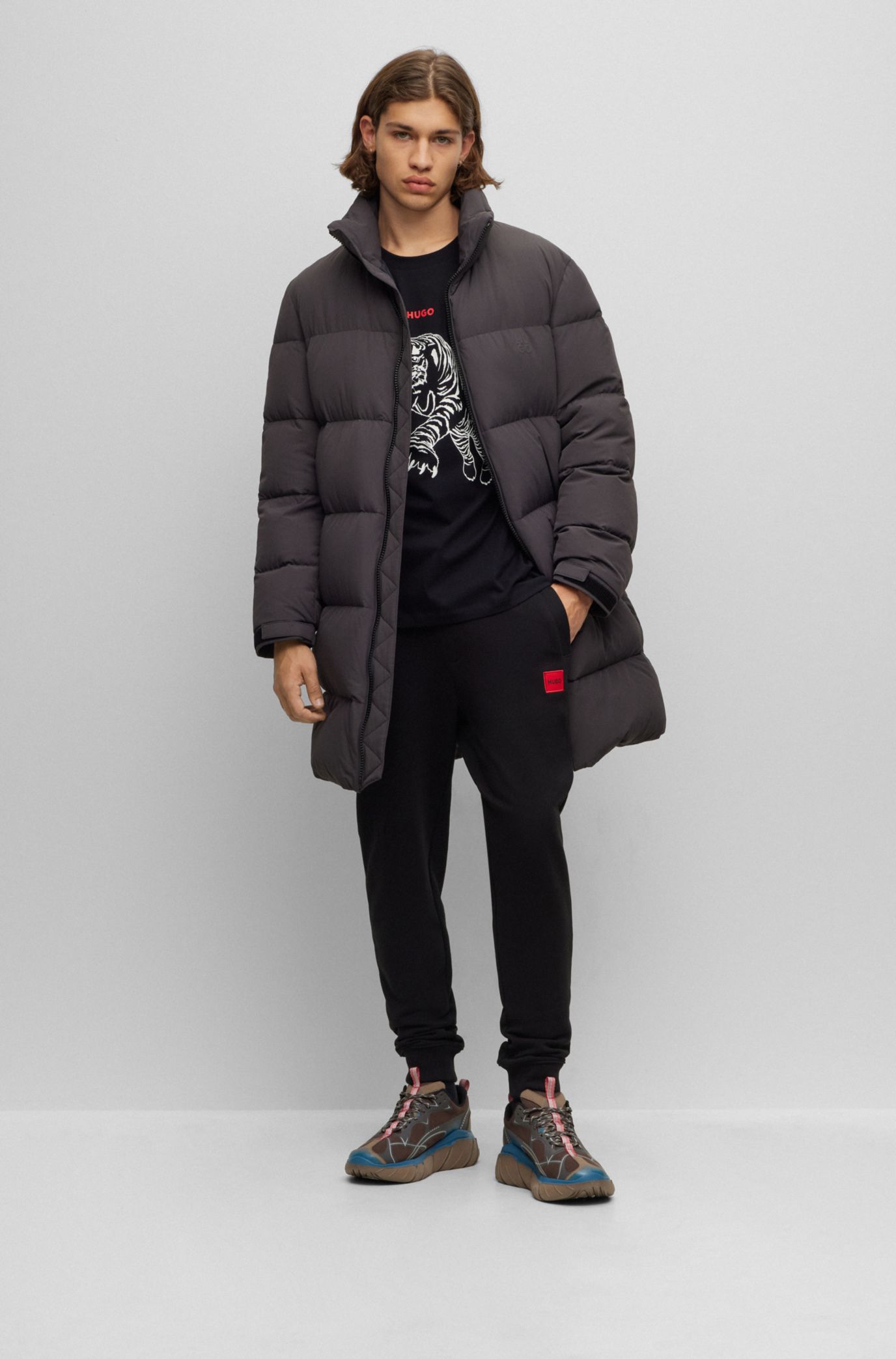 HUGO Water repellent puffer coat with stacked logo