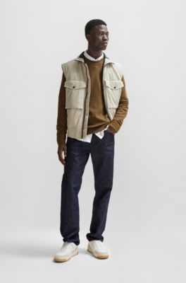 BOSS - Cotton-cashmere regular-fit sweater with logo patch