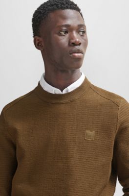 BOSS - Cotton-cashmere regular-fit sweater with logo patch