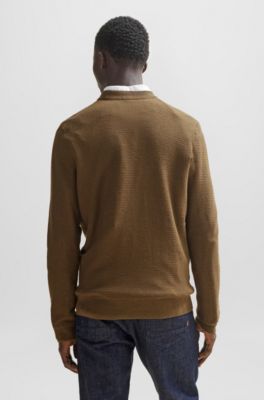 BOSS - Cotton-cashmere regular-fit sweater with logo patch