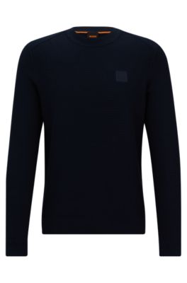 BOSS - Regular-Fit Pullover aus Baumwolle mit Kaschmir-Anteil und  