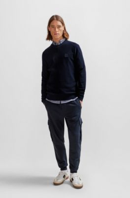 BOSS - Regular-Fit Pullover aus Baumwolle mit Kaschmir-Anteil und  