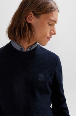 BOSS - Regular-Fit Pullover aus Baumwolle mit Kaschmir-Anteil und  