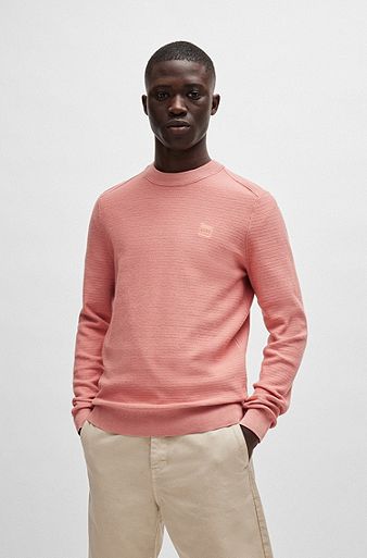 Cotton-cashmere regular-fit sweater with logo patch, light pink