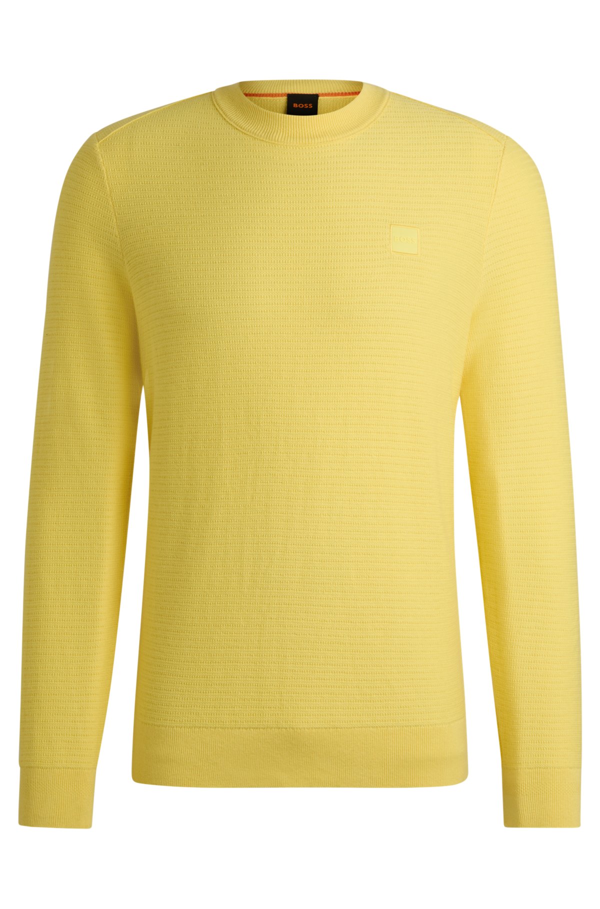 Cotton-cashmere regular-fit sweater with logo patch, Yellow