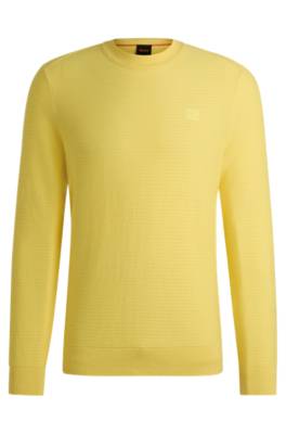 Hugo Boss Cotton-cashmere Regular-fit Sweater With Logo Patch In Yellow