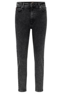 High-waisted jeans in black comfort-stretch denim, Dark Grey