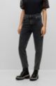 High-waisted jeans in black comfort-stretch denim, Dark Grey