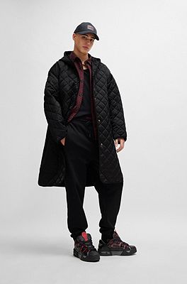 HUGO - Water-repellent quilted coat with detachable sleeves