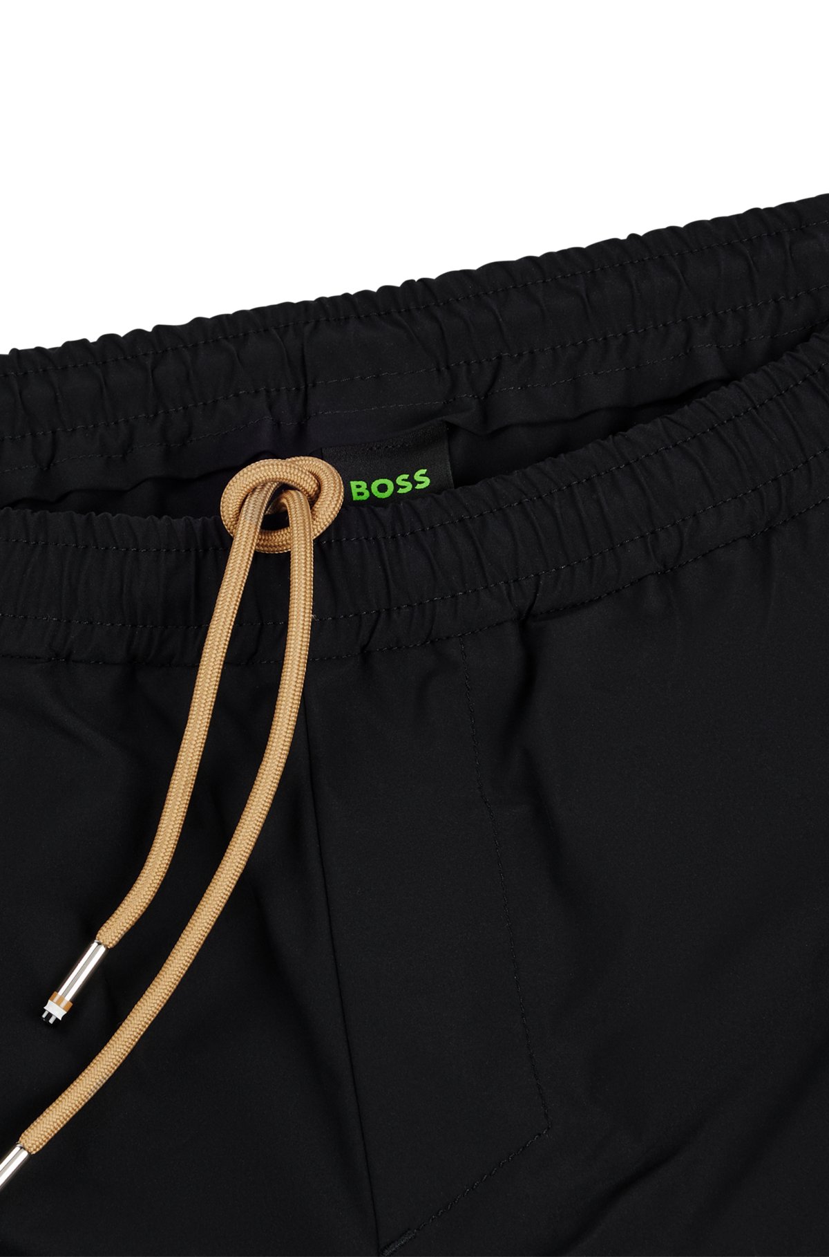 BOSS x Matteo Berrettini Shorts aus Stretch-Popeline mit kontrastfarbenem Logo, Schwarz