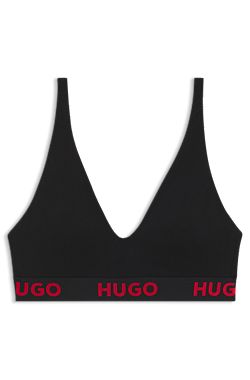 Stretch-cotton triangle bra with repeat logos